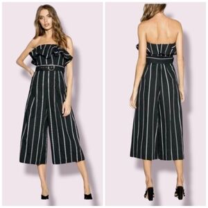 Chelsea linen striped strapless jumpsuit S